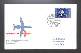 1960 FIRST CARAVELLE - JET - FLIGHT ZÜRICH - LONDON 21st MAY