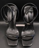 Sandales à Talons Carrés - Noir Effet Lézard