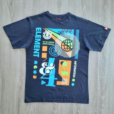 Vintage 90s ELEMENT Skate Shirt M Skateboard Graphic Blue