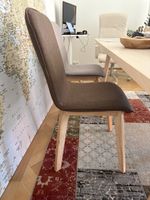 5 Stylish Dining Chairs - Modern Design - Grey Fabric