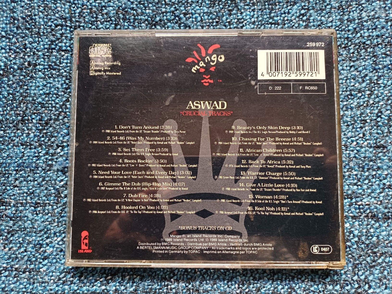 CD: Aswad "Crucial tracks" CD – Usato da Begnins venduto da Drastic-Sound 1