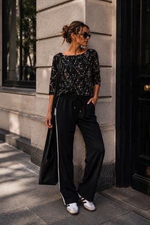 Club Monaco Tunika Kleid Schwarz Gemustert Gr. S