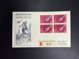 Swissair Erstflugbrief Genf-Boston 1973