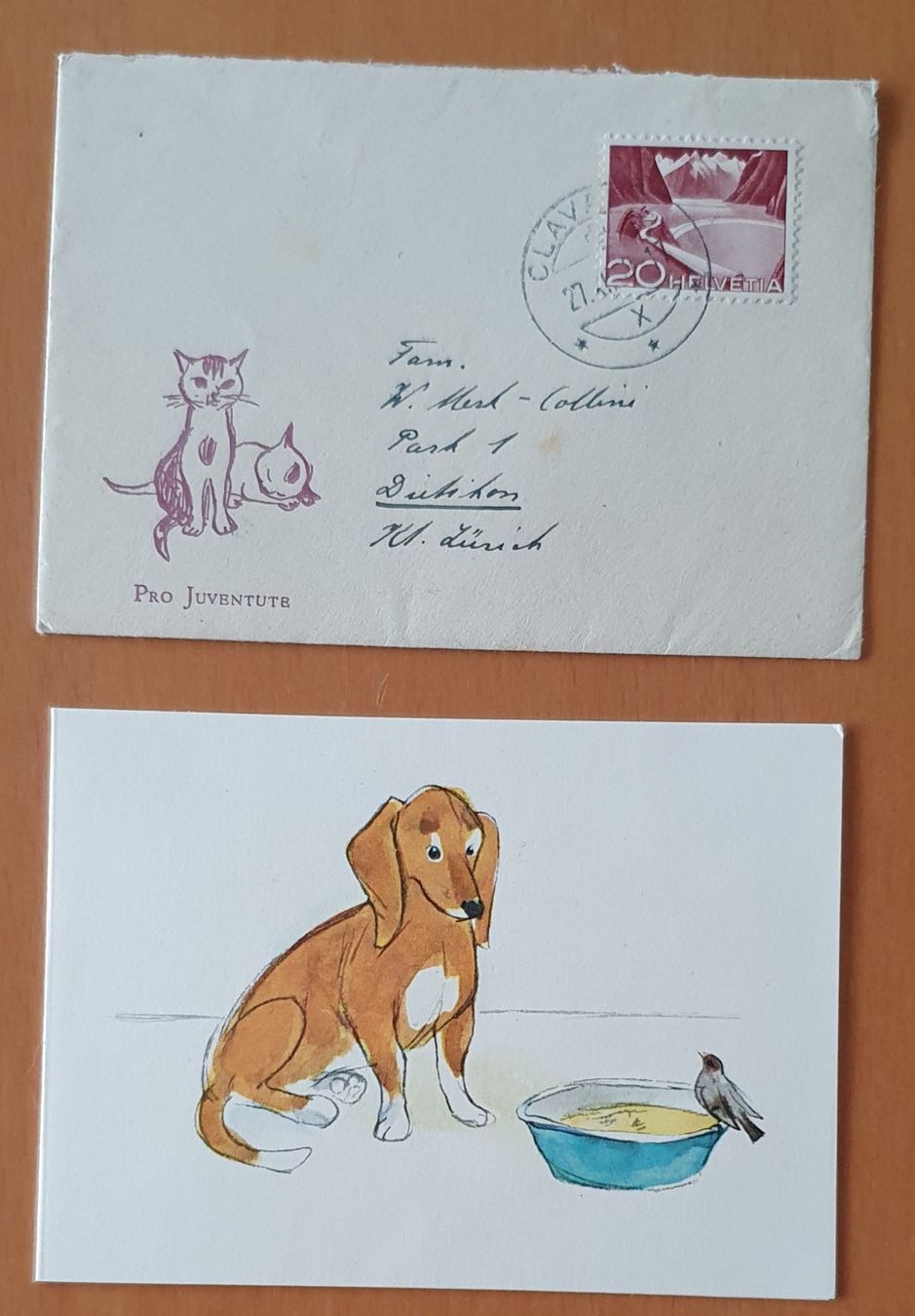 Alle Briefmarken: Pro Juventute Briefli 1957 mit Karte – Gebraucht aus Kreuzlingen von Rschweiz1