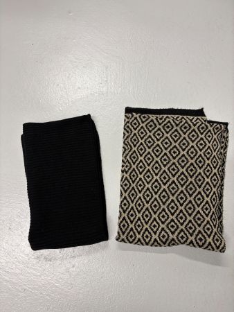 2 x grosser Schal schwarz beige gemustert
