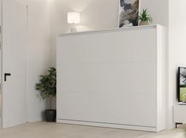 Wandklappbett weiss mit Lattenrost und Matratze 160x200cm