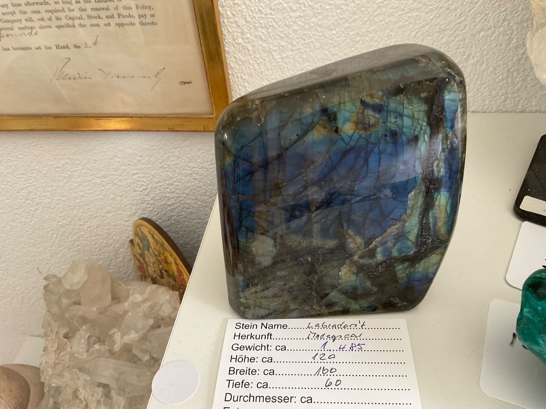 Minerali & Pietre curative: Labradorit Handschmeichler, Edelstein ca.1. Kilo 485 G – Nuovo (secondo la descrizione) da Gibswil venduto da MineralienJRS