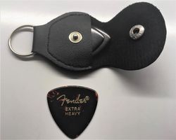 3x Fender Extra Heavy Plektrum Pick Plek Plec + Tasche Bag