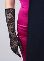NEUE Spitzen Handschuhe schwarz 39 cm - 221035