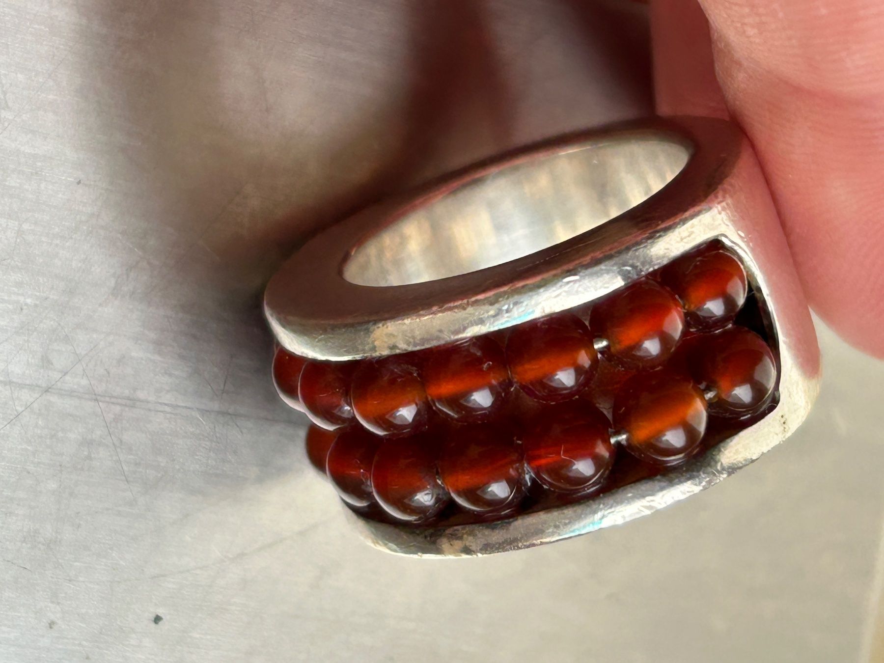 Ringe: Handgefertigter Ring, Silber mit roten Glasperlen (56) – Gebraucht aus Dittingen von Bijoubelle 5