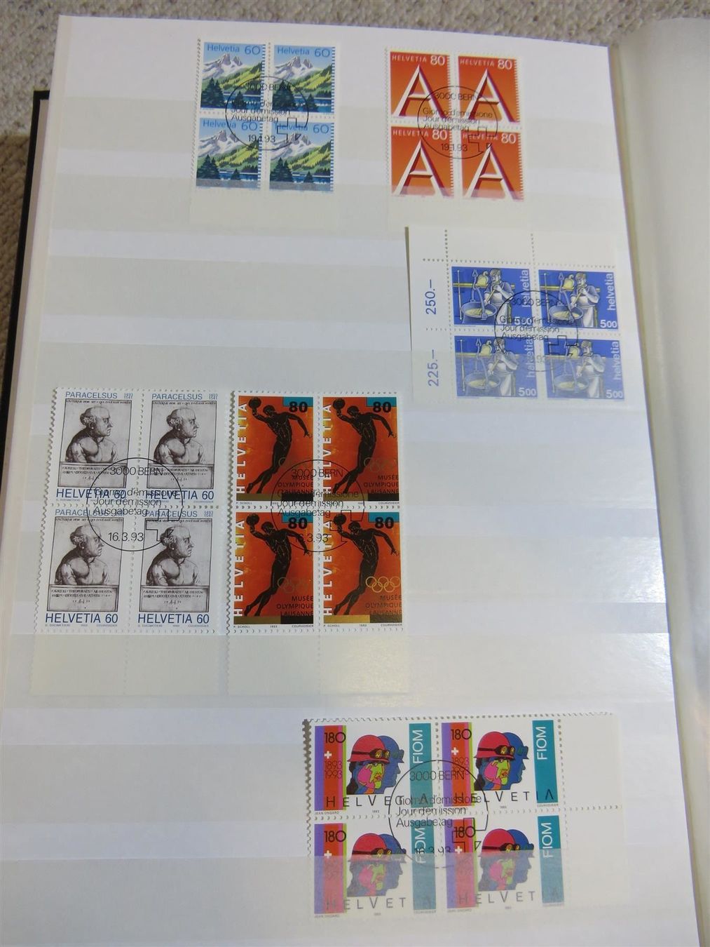 Alle Briefmarken: 1993 4er-Blocks ET inkl. PJ + PP – Gebraucht aus Spiez von Crazyduck