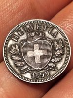 Schweizer 2 Rappen Münze Helvetia Jahrgang 1899 