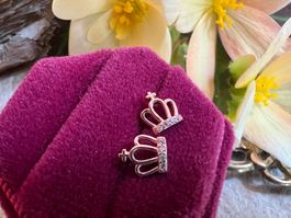 Ohrstecker Silber Roségold vergoldet Zirkonia Königin Krone