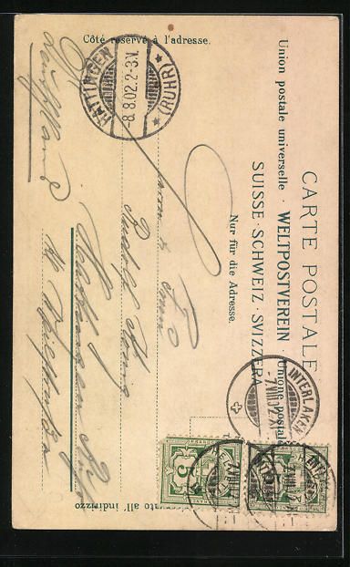 Cartoline postali: AK Interlaken, Die Jungfrau, Teilansicht – Usato da Berlin venduto da bartko-reher 1