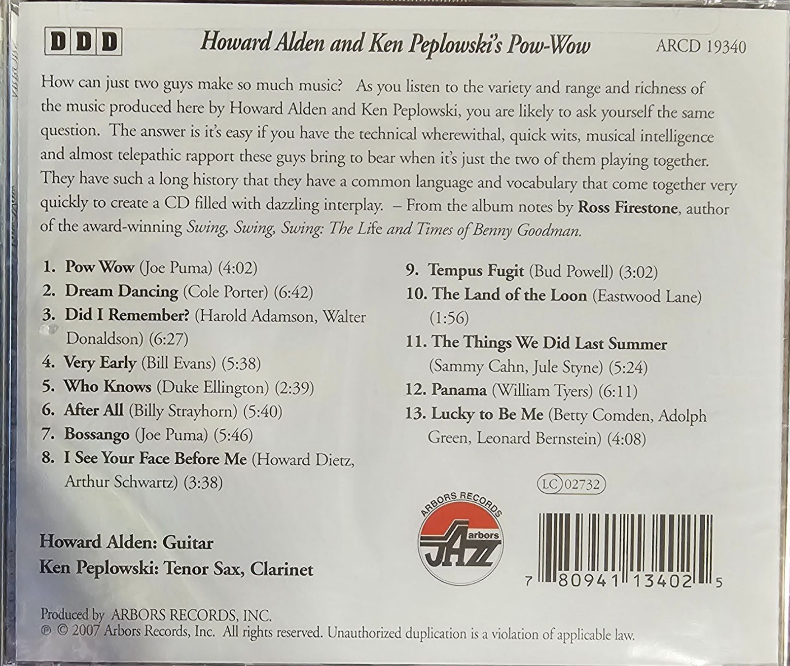 CDs: Howard Alden & Ken Peplowski's ‎– Pow-Wow – Neu und originalverpackt aus Wahlen b. Laufen von Cg10 1
