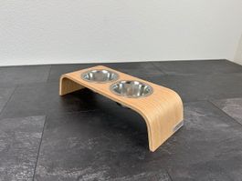 Futternapf Eiche mit 2 Näpfen Hund Katze PFOTE®