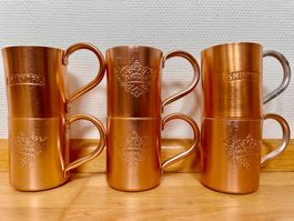 6x SMIRNOFF Kupferbecher Moscow London Mule Cocktail Kupfer