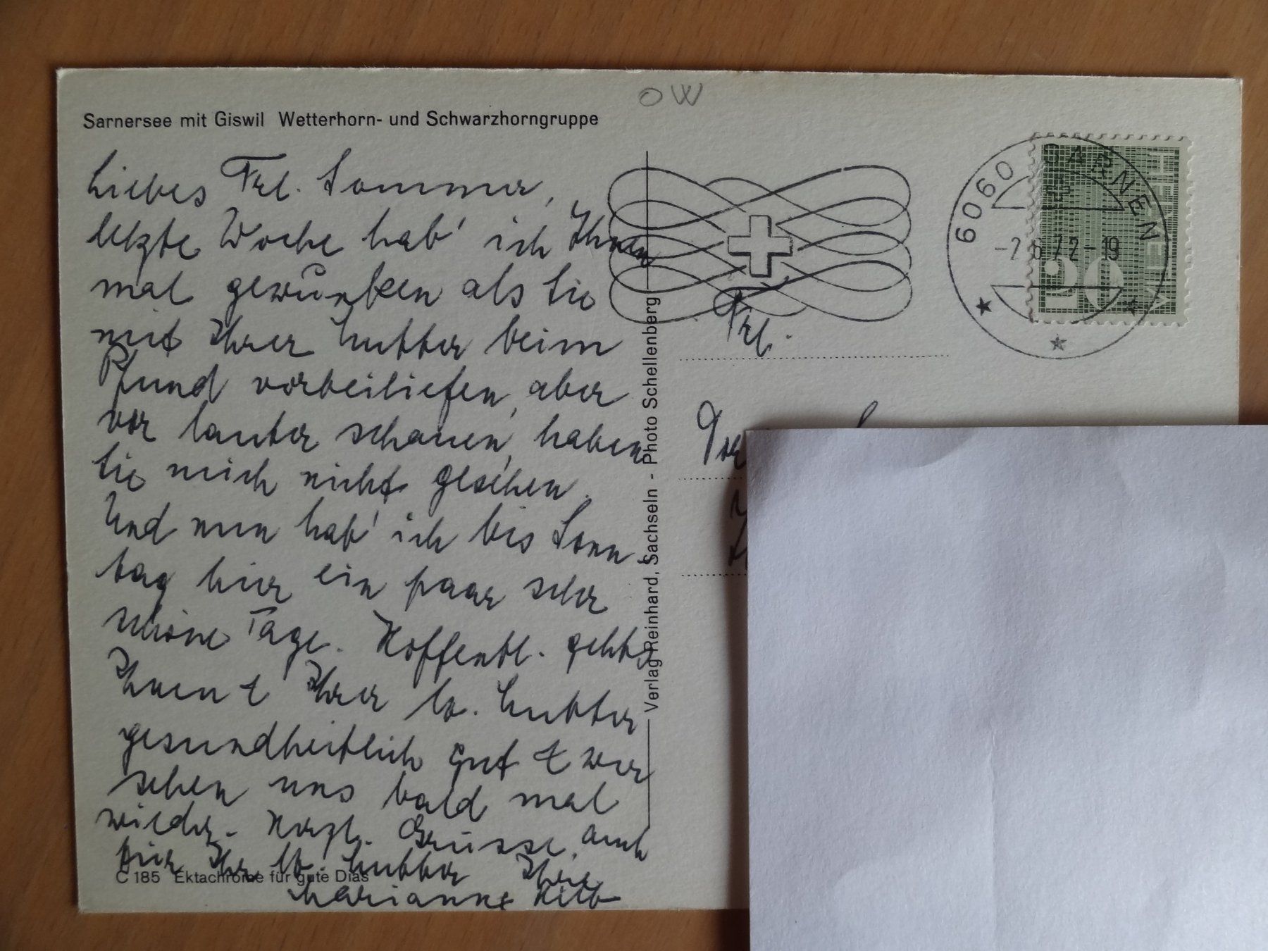 Cartoline postali: Sarnersee mit Giswil - 1972 – Usato da St Léonard venduto da Riglin 1