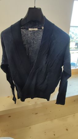 Damen Pullover Wickeloptik dunkelblau Grösse S