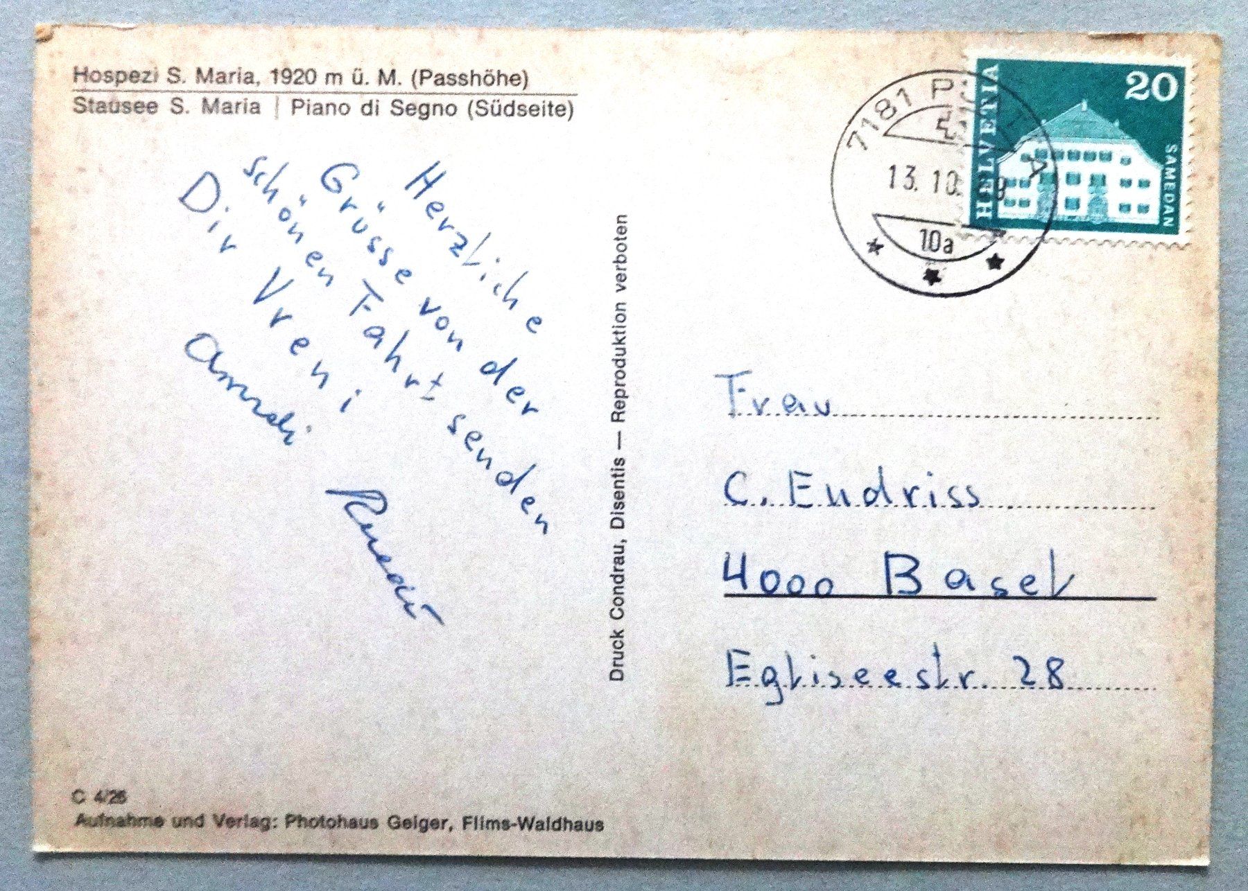 Cartoline postali: Lukmanier-Pass – Usato da Fétigny venduto da Billy2miny 1