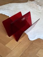 80er Jahre Zeitschriftenständer aus rotem Plexiglas