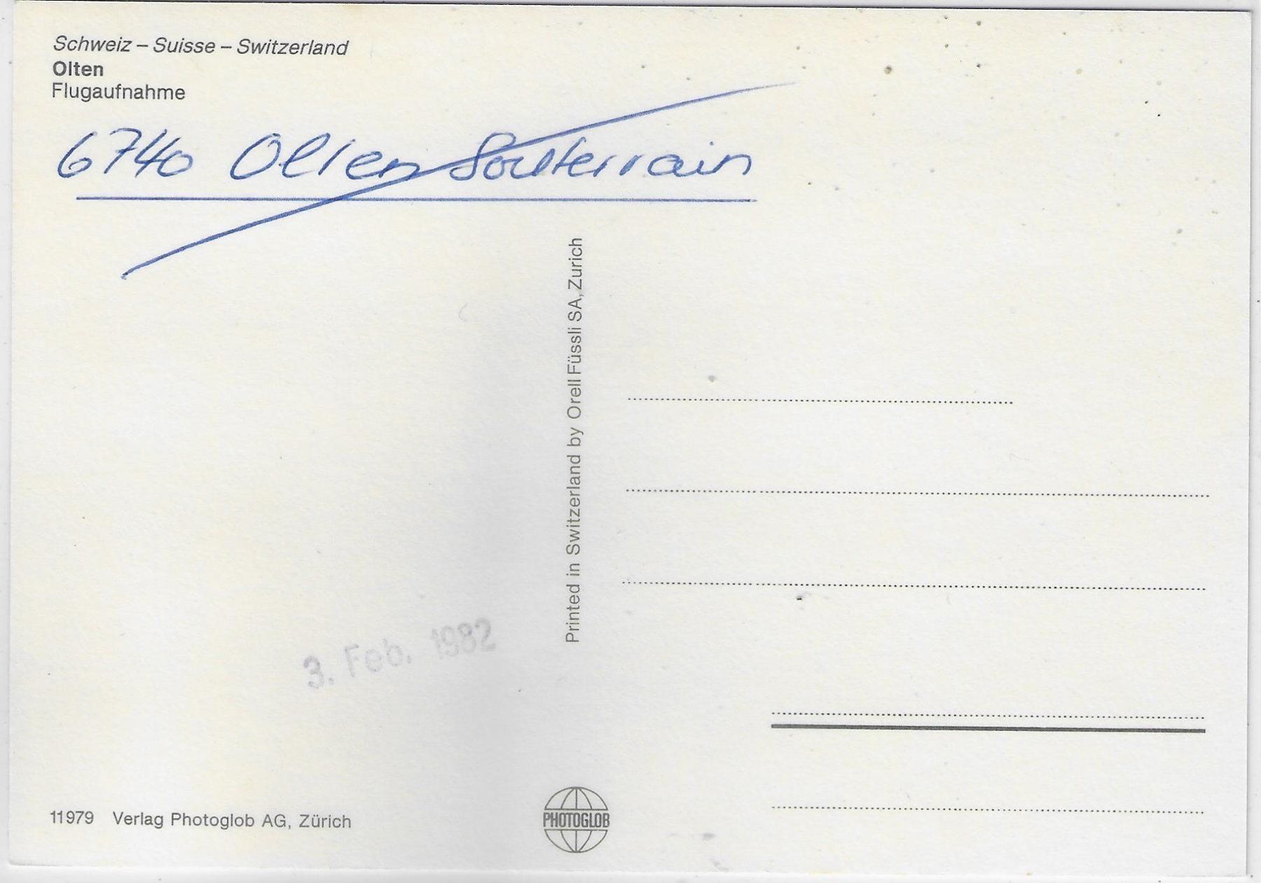 Cartoline postali: Flugaufnahme Olten SO – Usato da Ettingen venduto da Kartenplanet 1