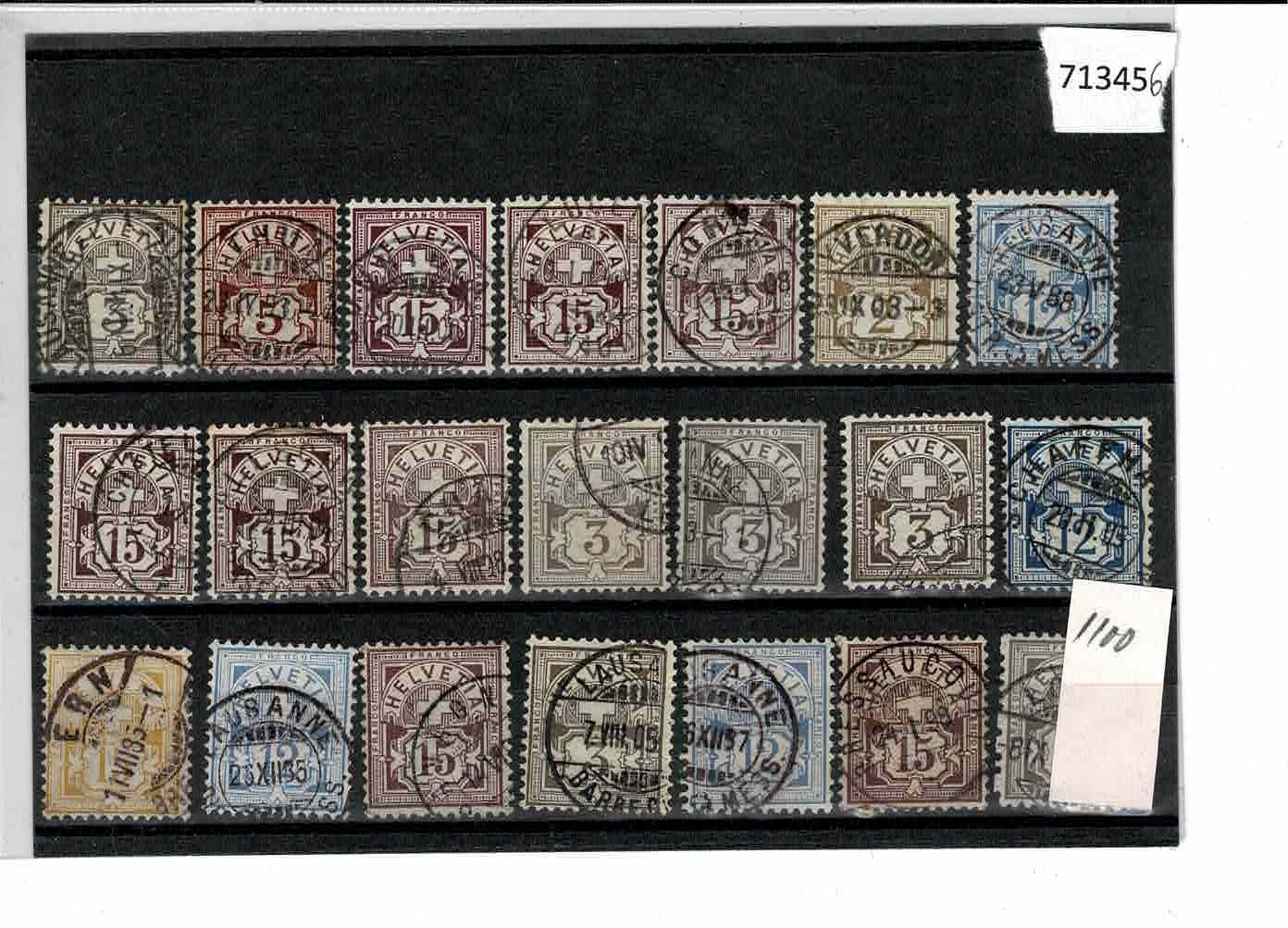 Alle Briefmarken: Ziffern 21 Werte meist mit Vollstempel – Gebraucht aus Lausanne von Whorvath
