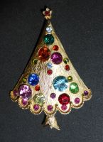 50s Weihnachts - Brosche – Tannenbaum /Sapin de Noël