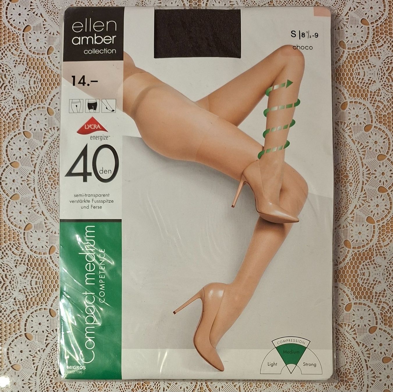Ellen Amber Calze & Collant: Ellen Amber Compact Medium Strumpfhose 40den Gr.S Choco – Nuovo e nell'imballaggio originale da Amriswil venduto da Celini3