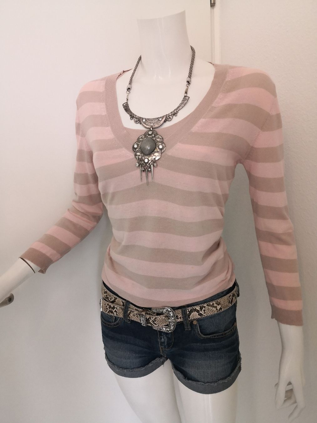 Mango Maglioni & Felpe: 🤩MANGO SUIT TWINSET PULLOVER & TOP GESTREIFT ROSA-BEIGE – Usato da Olten venduto da Naja-Twins-Twins 5