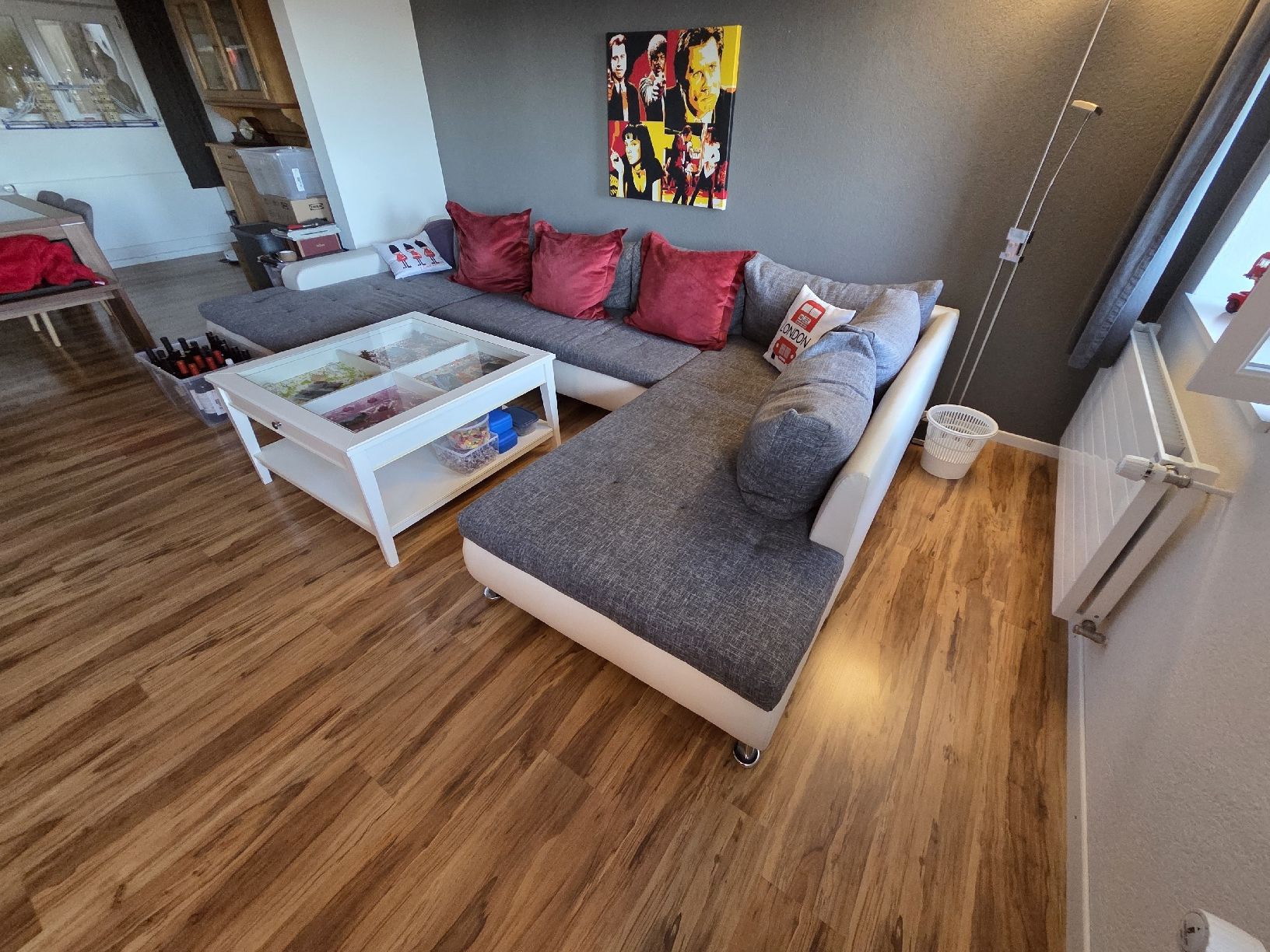Sofas: Wohnlandschaft Sofa Ecksofa Stoff grau/weiss Gebraucht – Gebraucht aus Egerkingen von marc.feurer 1