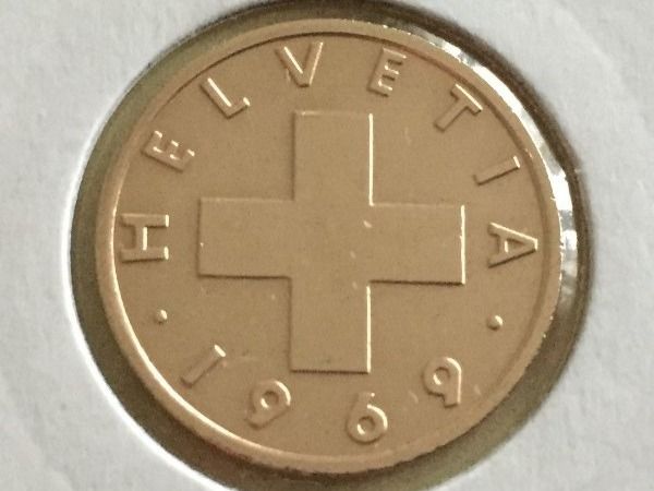 Alle Münzen: 2 Rappen 1969 vz, gerahmt – Gebraucht aus Elsau von herbybay