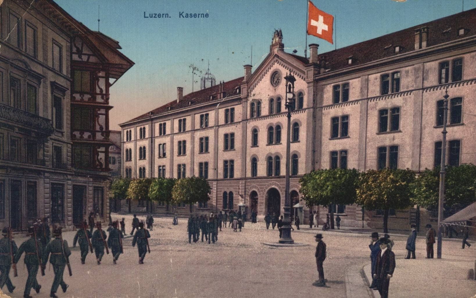 Cartoline postali: Alte Ansichtskarte Luzern, Kaserne, gel. 1924 – Usato da Luzern venduto da Kartenansicht
