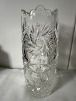 Elegante Kristallvase, geschliffen, Vintage 20 cm