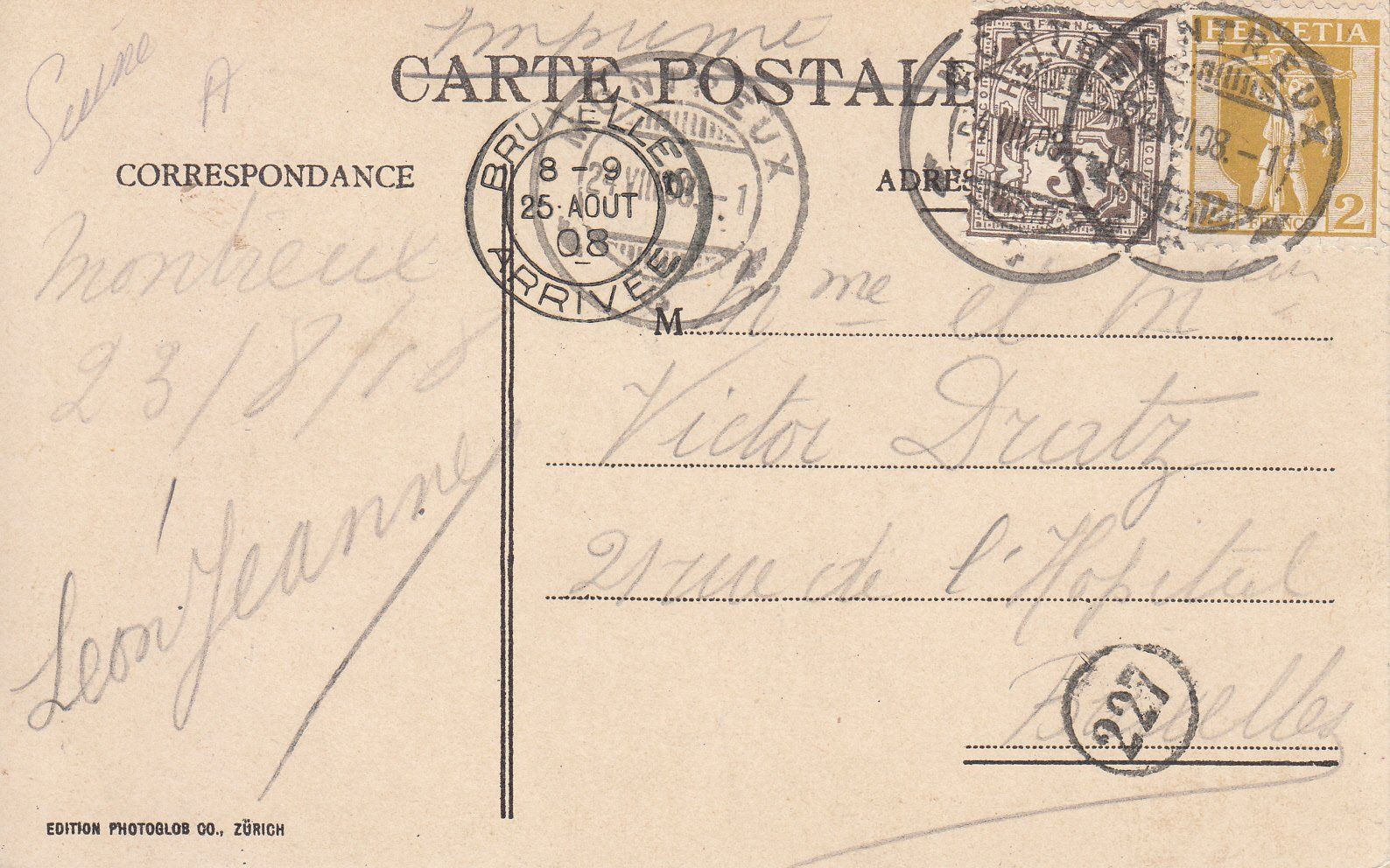 Cartoline postali: Montreux 1908 – Usato da Bürglen TG venduto da StampGraf 1