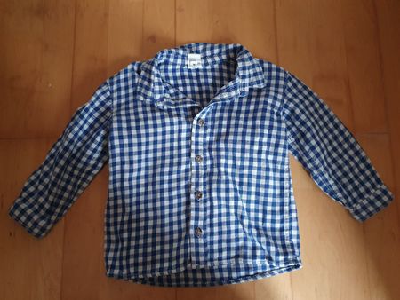 Chemise H&M à carreaux bleus, taille 86