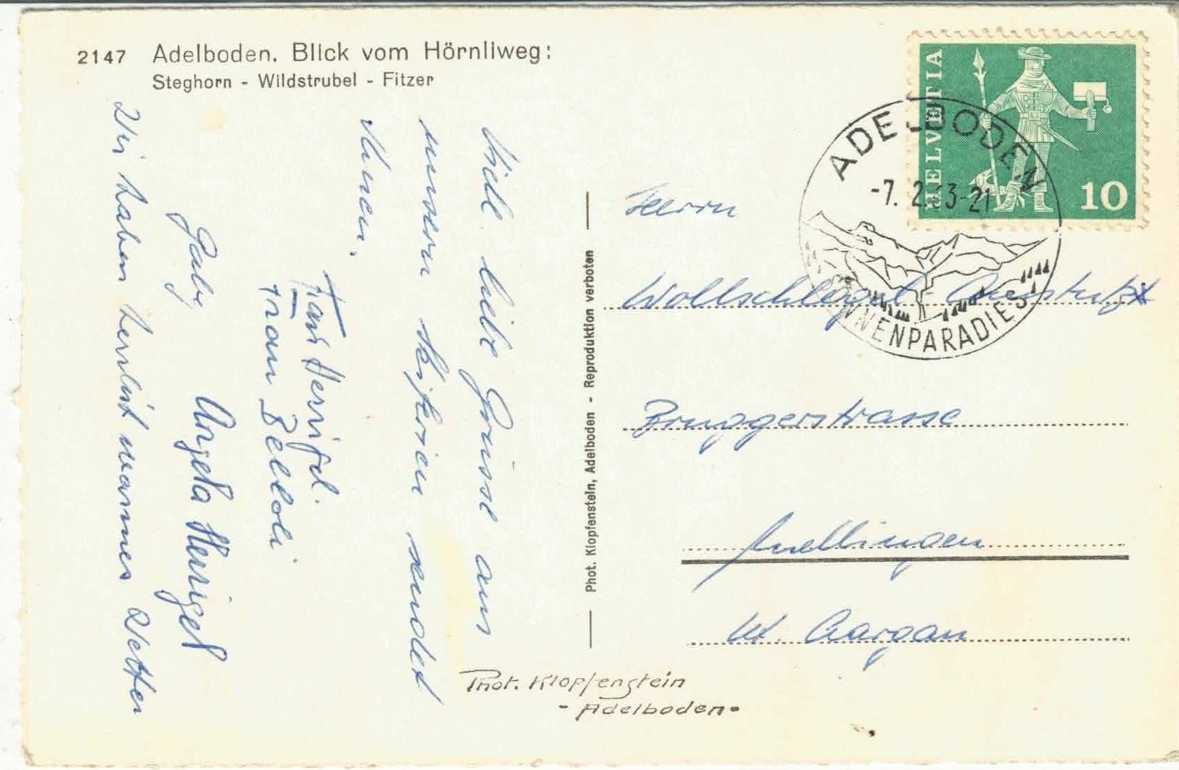 Cartoline postali: Adelboden - Blick vom Hörnliweg im Winter – Usato da Ettingen venduto da Kartenplanet 1