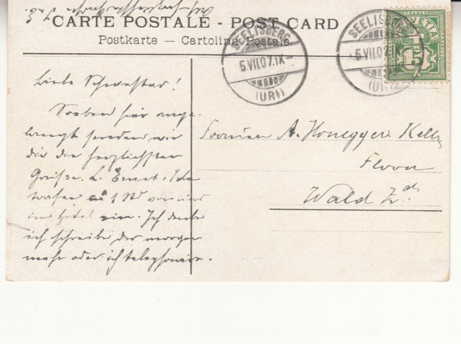 Cartoline postali: Seelisberg 1907 – Usato da Bürglen TG venduto da StampGraf 1