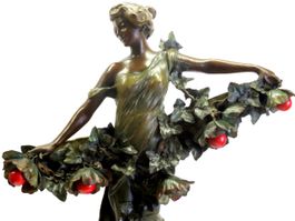Statue lampe art nouveau porcelaine 84 cm ! Jugendstil Lampe