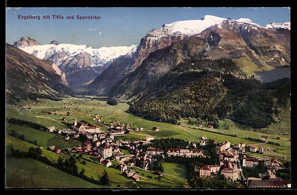 Cartoline postali: Engelberg, Ortsansicht mit Titlis und Sp – Usato da Berlin venduto da bartko-reher