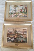 Paire de 2 Tableaux de Chasse Vintage Pur Émail "P. Esmalte"