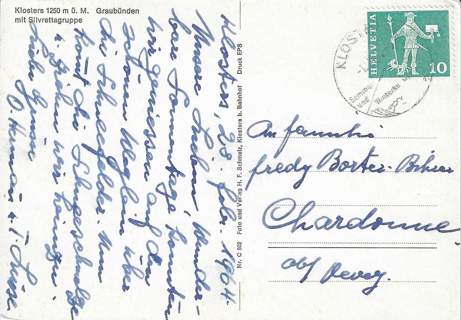 Cartoline postali: Klosters mit Silvrettagruppe GR – Usato da Rothrist venduto da Stranglehold 1