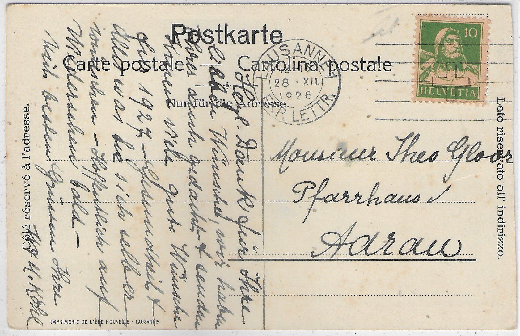 Ansichtskarten: Lausanne - Hotel-Pension Ste-Luce – Gebraucht aus Ettingen von Kartenplanet 1