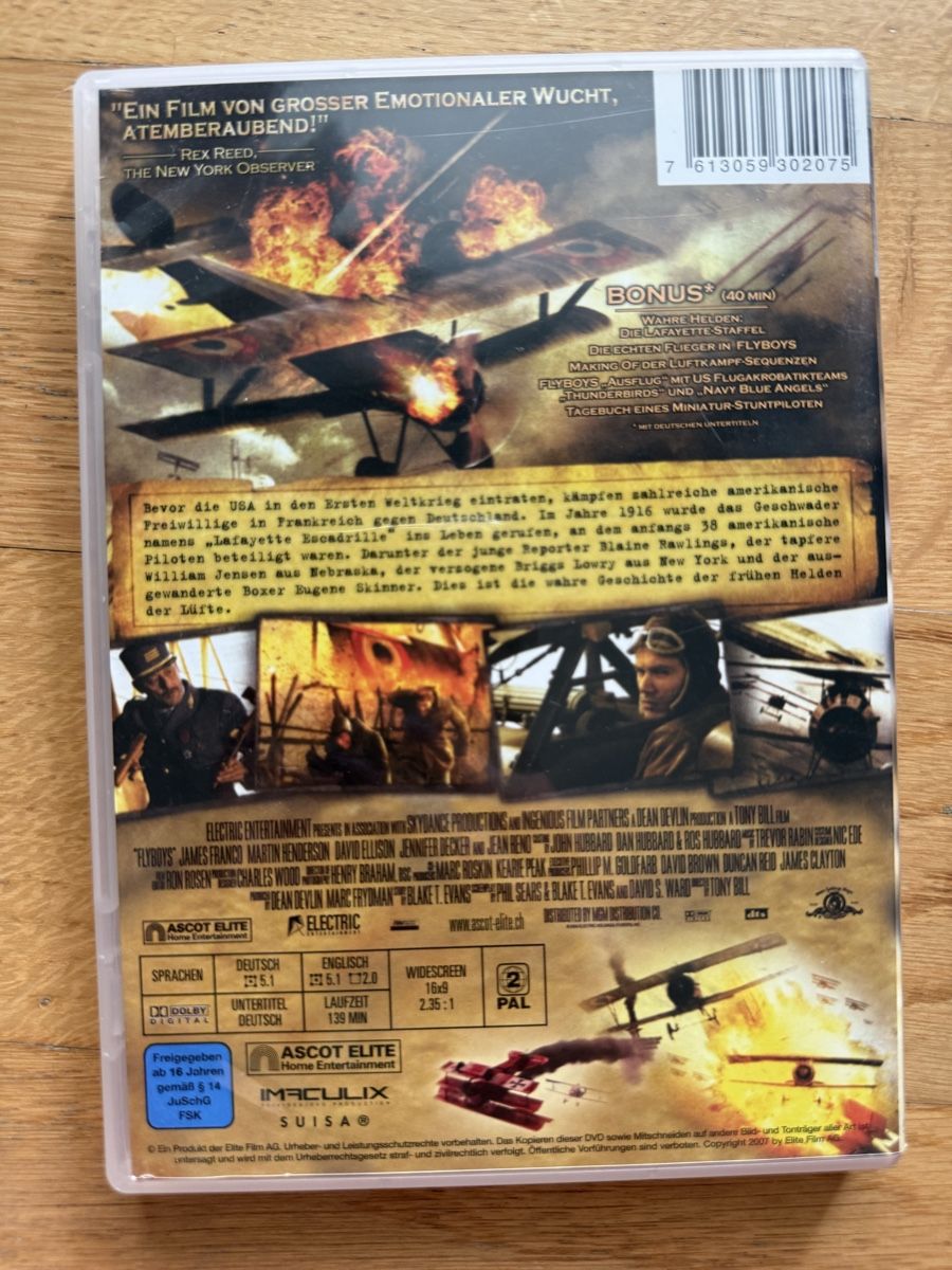 Tutti i DVDs: Flyboys Helden der Lüfte - DVD – Usato da Kölliken venduto da nerdorado 1