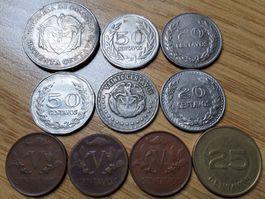 Kolumbien-Super-Lot 5, 20, 25, 50 Centavos 1956/1979, 10 St.