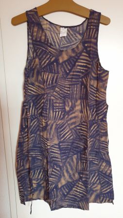 Kleid M (France-T3) Beige/Blau, Viskose