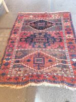 Kaukas Teppich, Vintage, Rot/Blau, Handarbeit, Naturel Farbe
