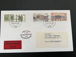 BRD/DDR  Sonderstempel FDC Mischfrankatur 1990  (R663)