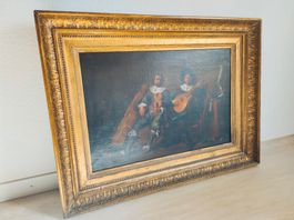 Antikes Ölgemälde: "Die Musiker" – Nach Jan Le Ducq ca. 1880