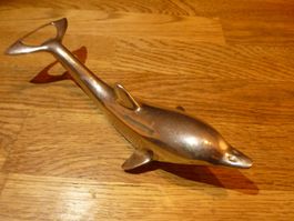 Flaschenöffner Delphin ca 1960 vintage silbern